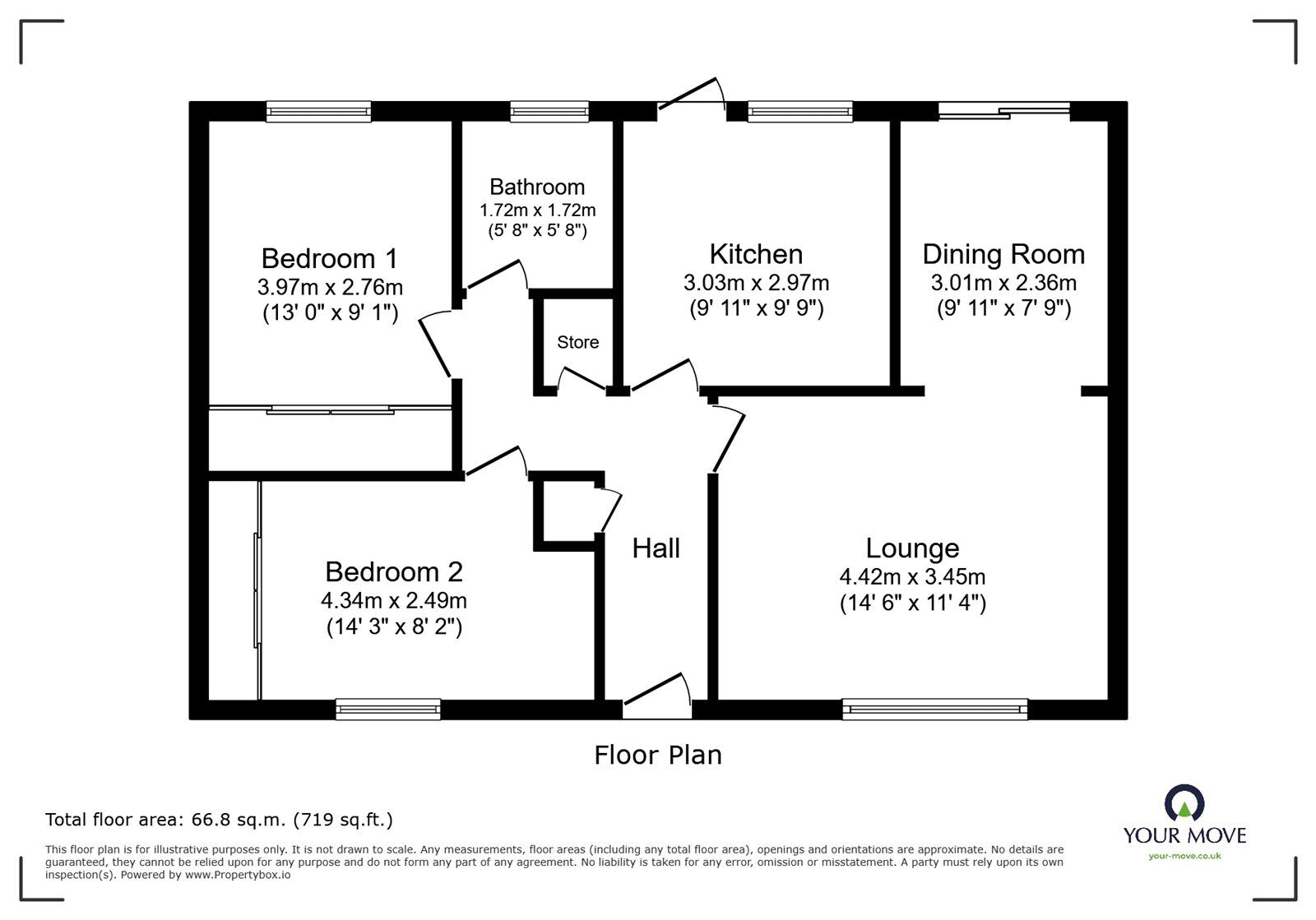 Floorplan of 2 bedroom Detached Bungalow for sale, Brampton Lane, Armthorpe, South Yorkshire, DN3