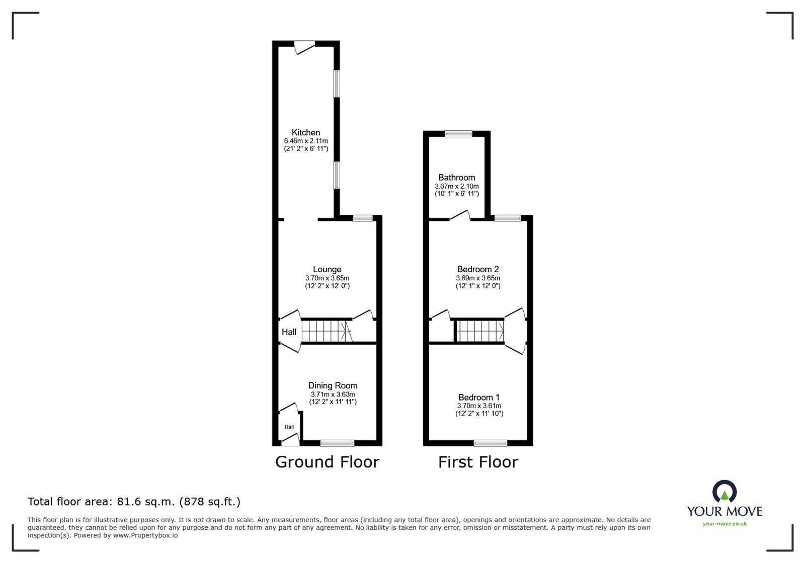 Floorplan of 2 bedroom Mid Terrace House for sale, Furnival Road, Doncaster, South Yorkshire, DN4