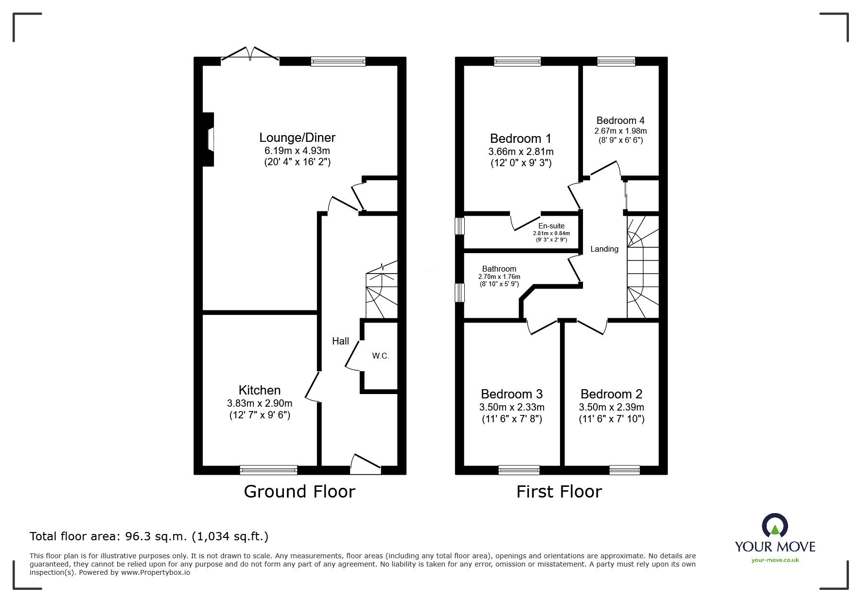 Floorplan of 4 bedroom Semi Detached House to rent, Poplar Way, Auckley, South Yorkshire, DN9