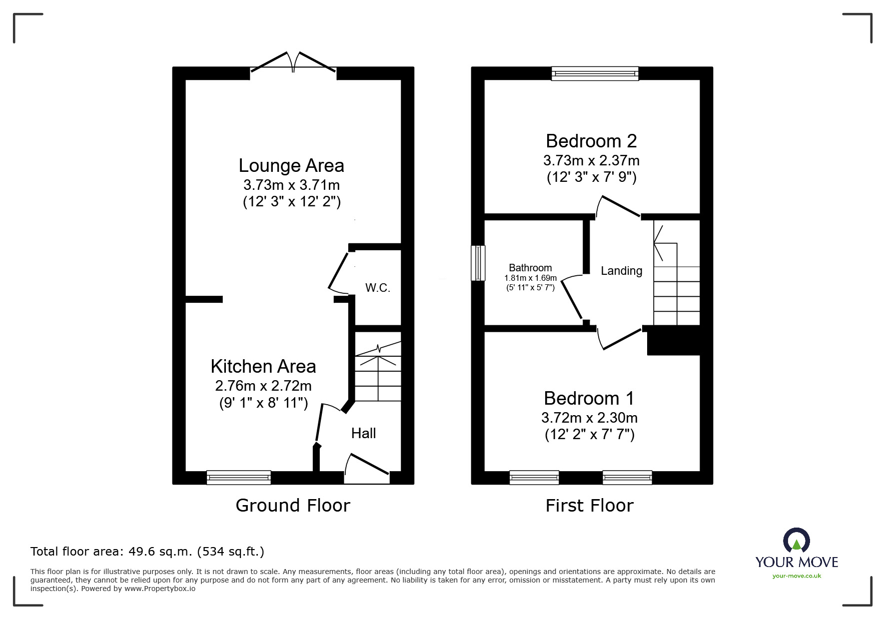 Floorplan of 2 bedroom End Terrace House for sale, Summit Drive, Bessacarr, Doncaster, South Yorkshire, DN4