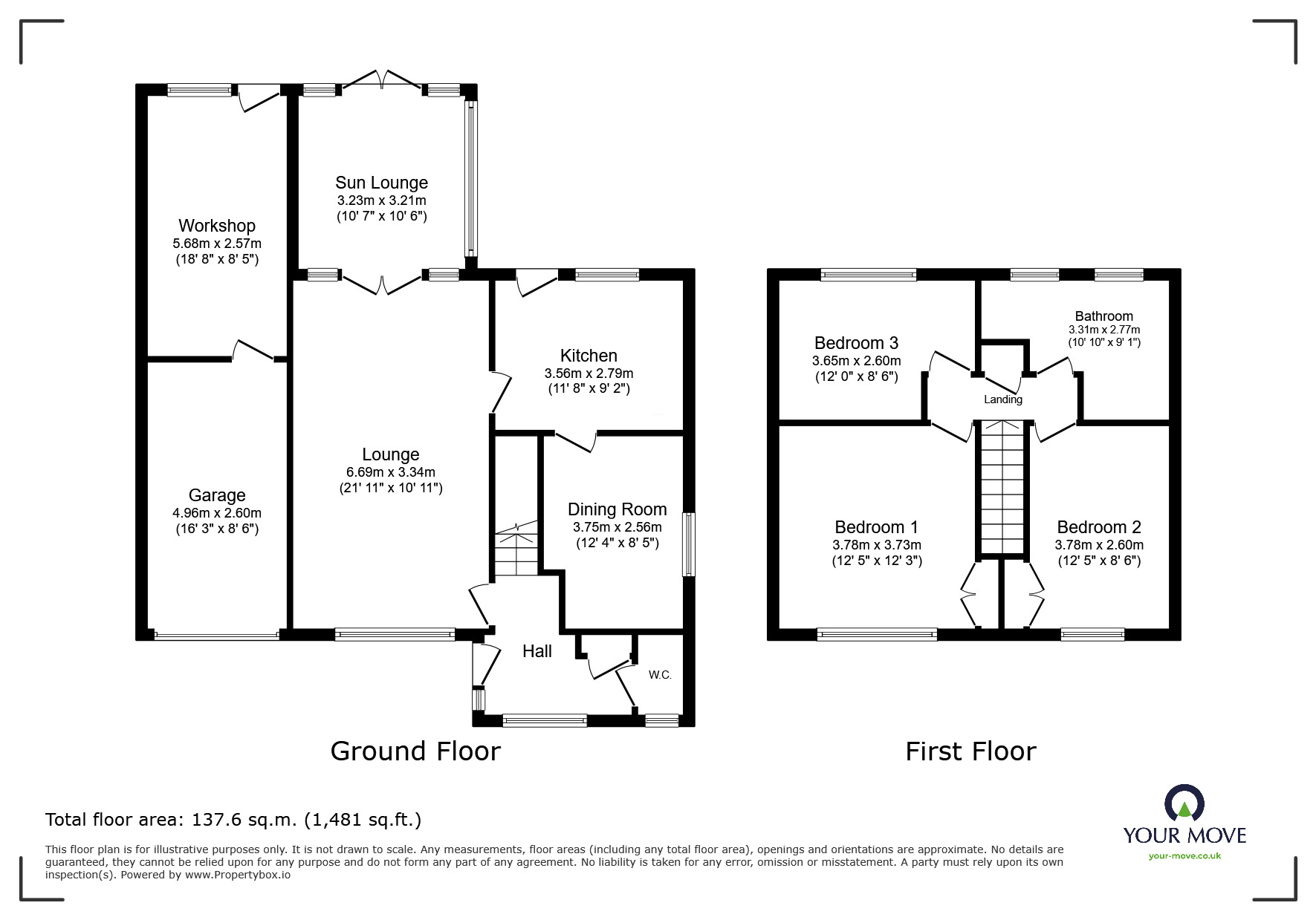 Floorplan of 3 bedroom Detached House for sale, Whiphill Lane, Armthorpe, South Yorkshire, DN3