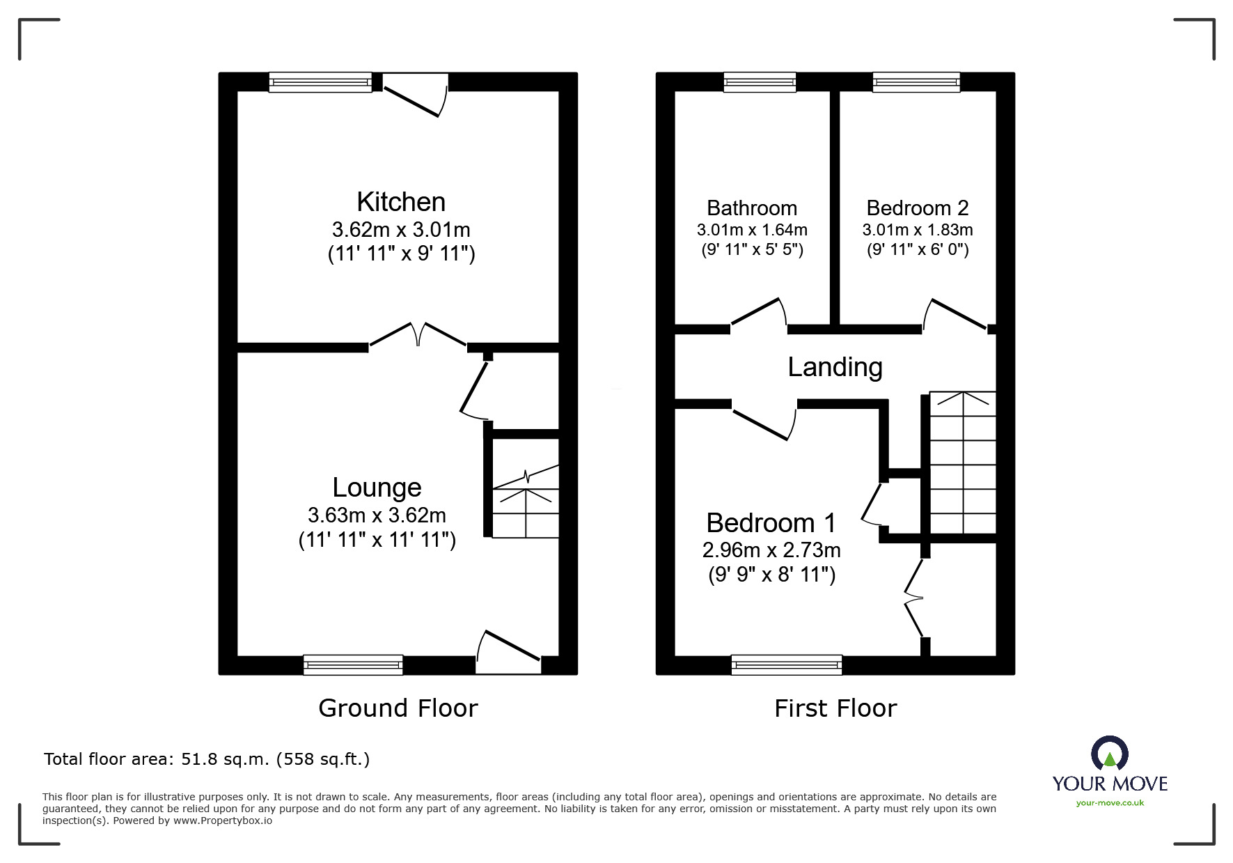 Floorplan of 2 bedroom Mid Terrace House for sale, Cooke Street, Bentley, South Yorkshire, DN5