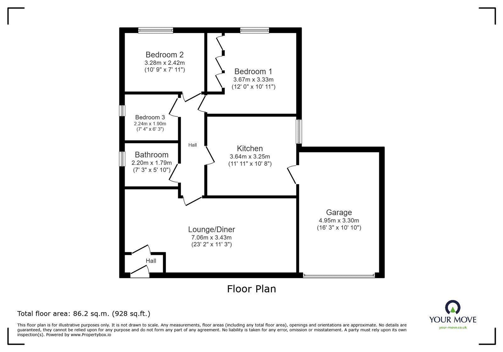 Floorplan of 3 bedroom Detached Bungalow for sale, Newfields Avenue, Moorends, South Yorkshire, DN8