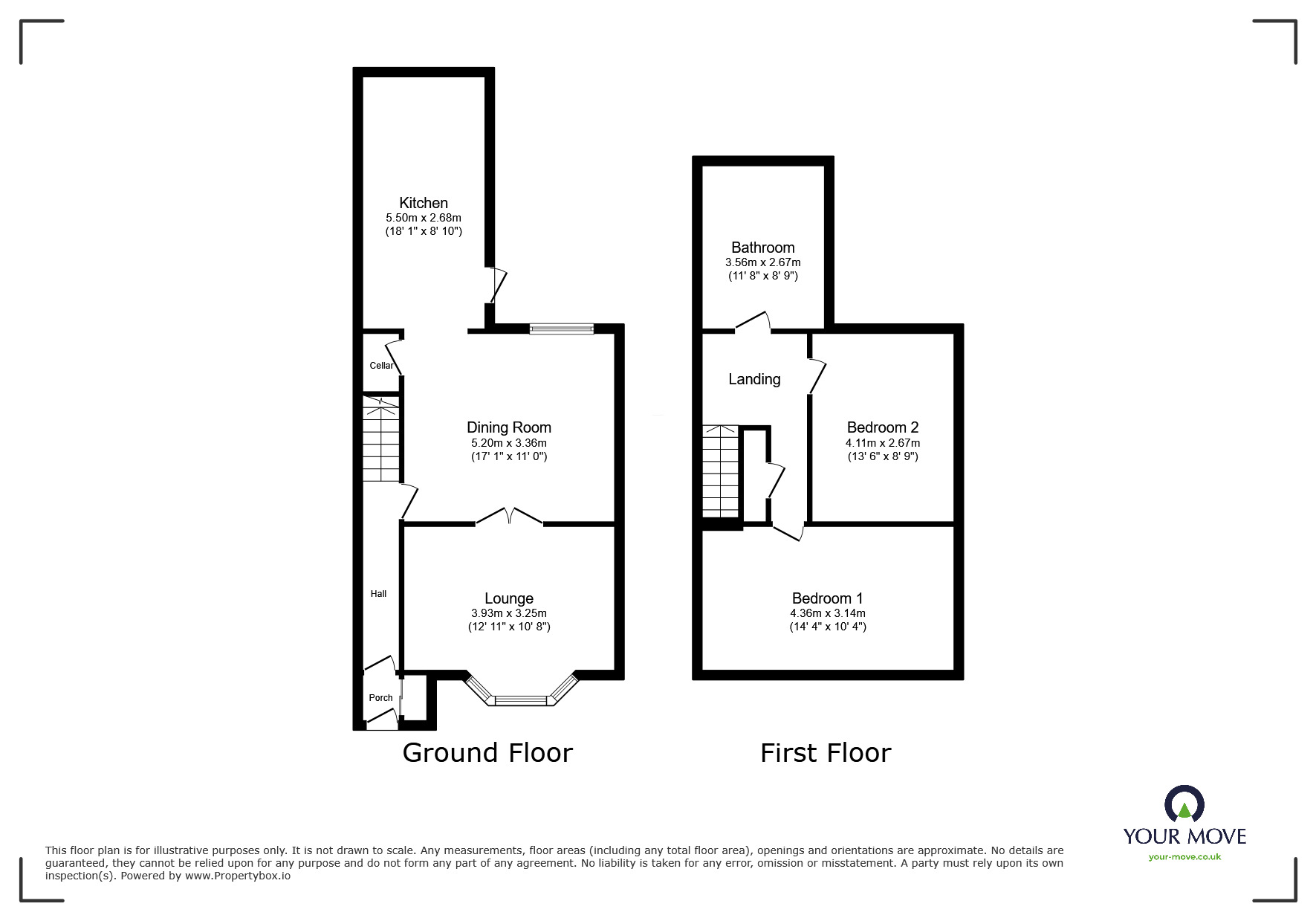 Floorplan of 2 bedroom Mid Terrace House to rent, Branton Terrace, Doncaster Road, Doncaster, DN3