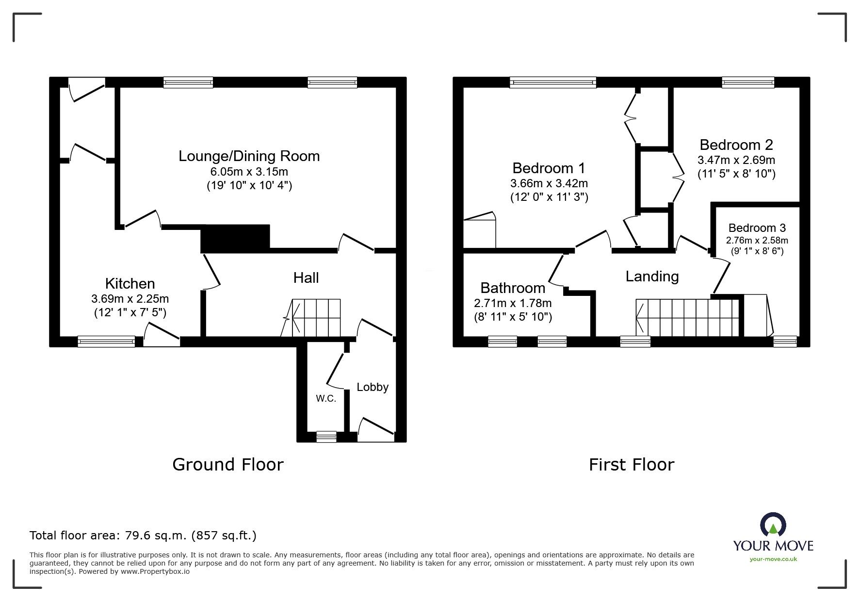Floorplan of 3 bedroom Mid Terrace House for sale, Bettesworth Road, Hemswell Cliff, Lincolnshire, DN21