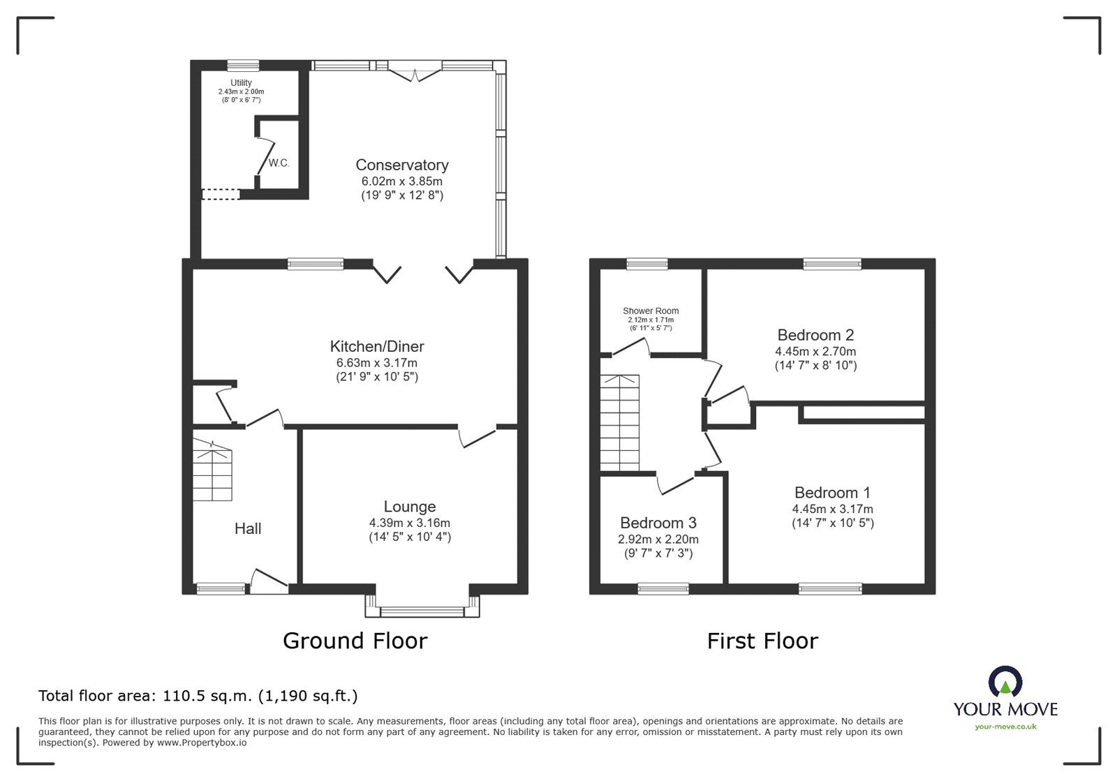 Floorplan of 3 bedroom End Terrace House for sale, Abercorn Road, Doncaster, South Yorkshire, DN2