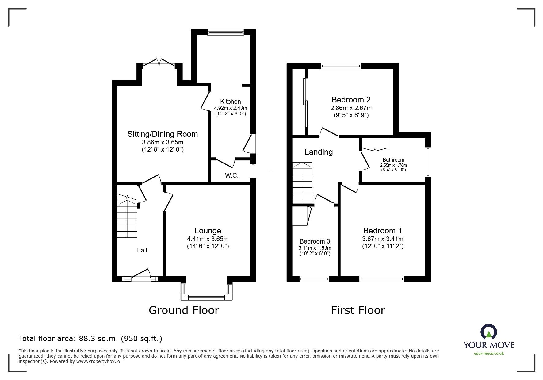 Floorplan of 3 bedroom Semi Detached House for sale, St. Agnes Road, Belle Vue, Doncaster, South Yorkshire, DN4