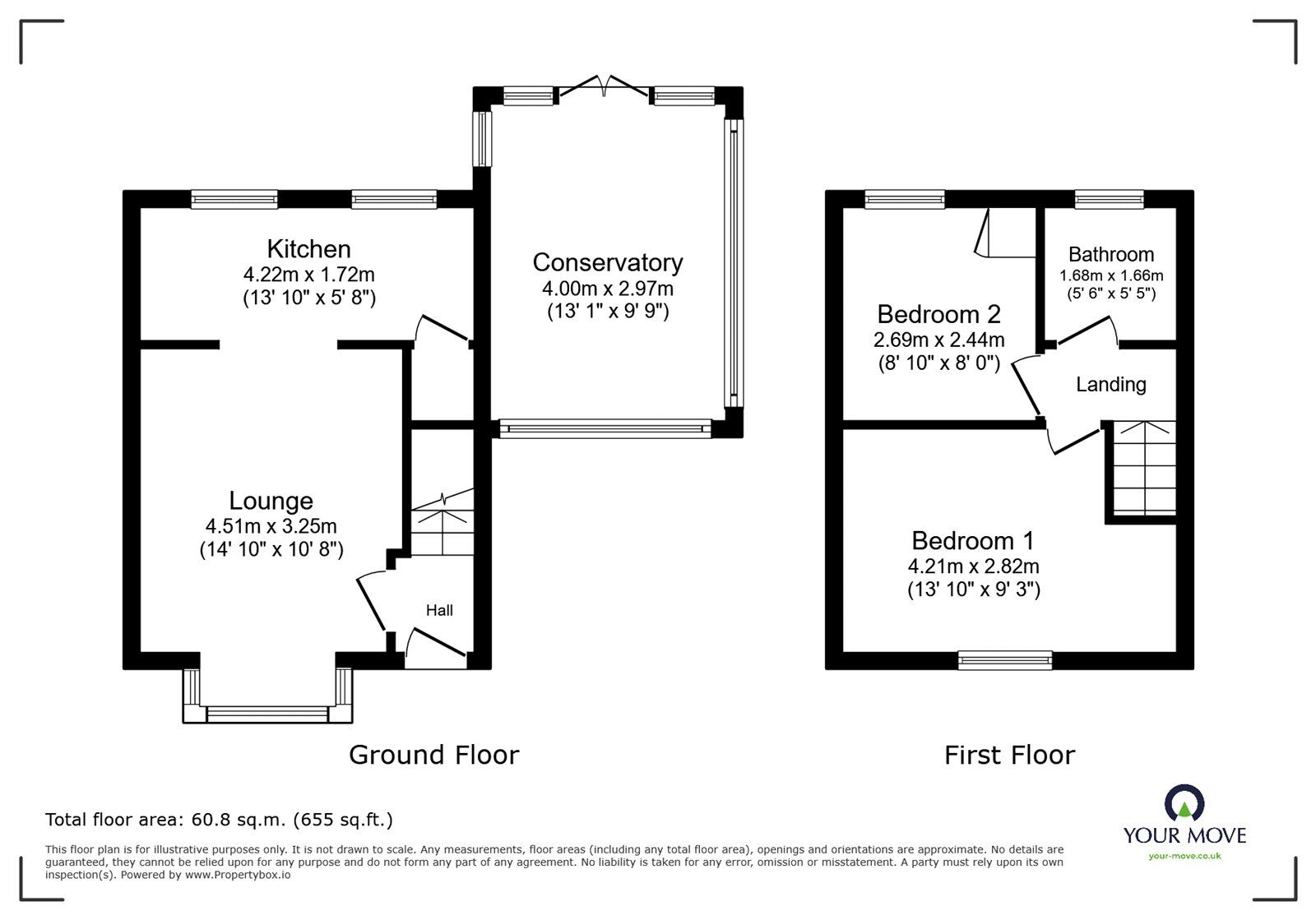 Floorplan of 2 bedroom Semi Detached House for sale, Tennyson Avenue, Doncaster, South Yorkshire, DN5