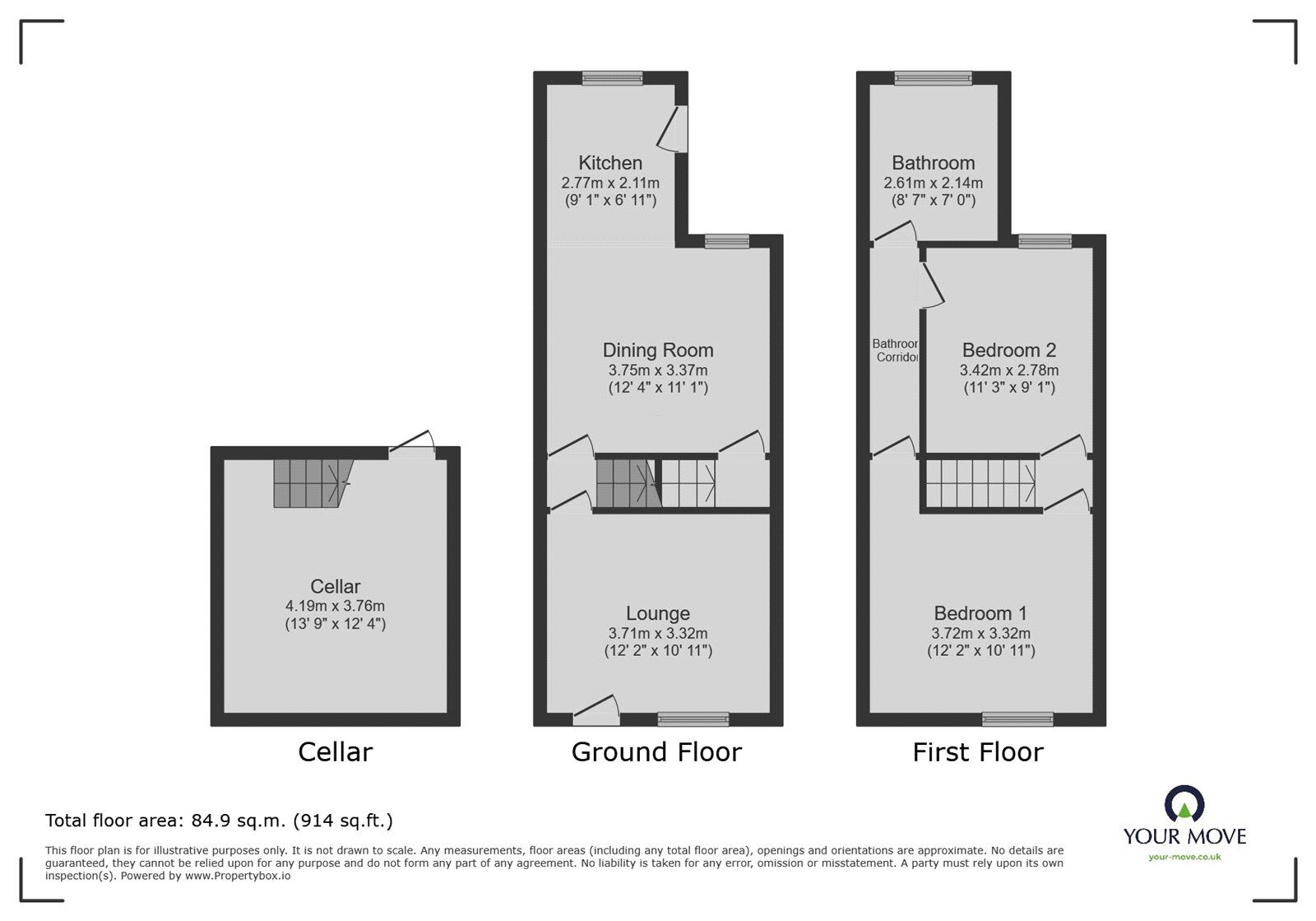 Floorplan of 2 bedroom Mid Terrace House for sale, Don Street, Doncaster, South Yorkshire, DN1