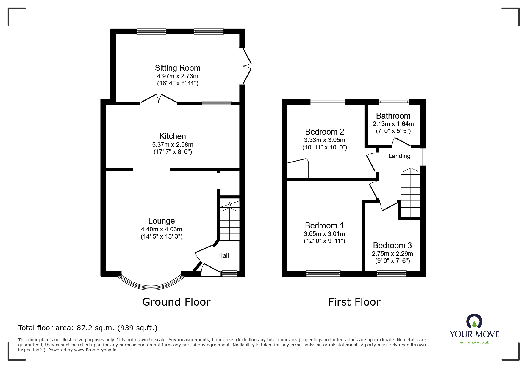 Floorplan of 3 bedroom Semi Detached House for sale, Grange Park, Kirk Sandall, South Yorkshire, DN3