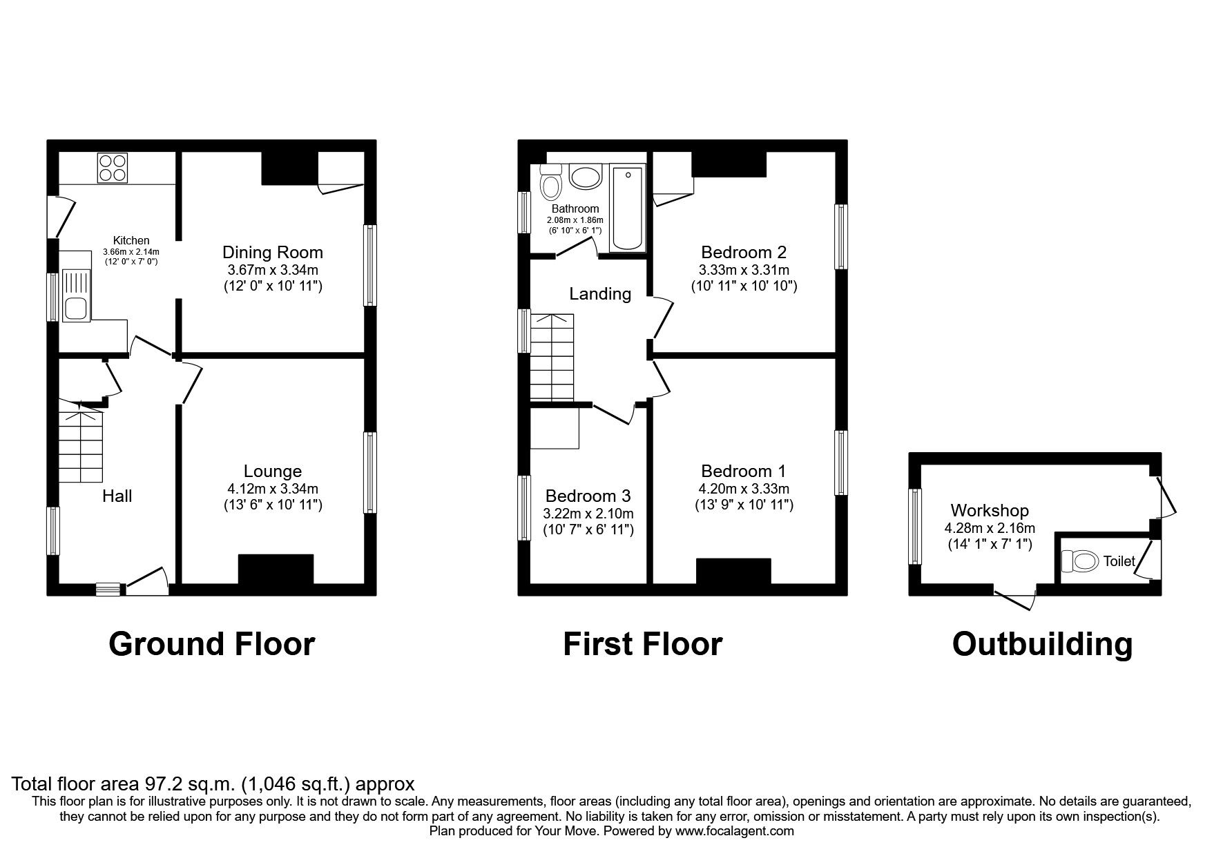 Floorplan of 3 bedroom Semi Detached House for sale, Church Balk, Edenthorpe, South Yorkshire, DN3