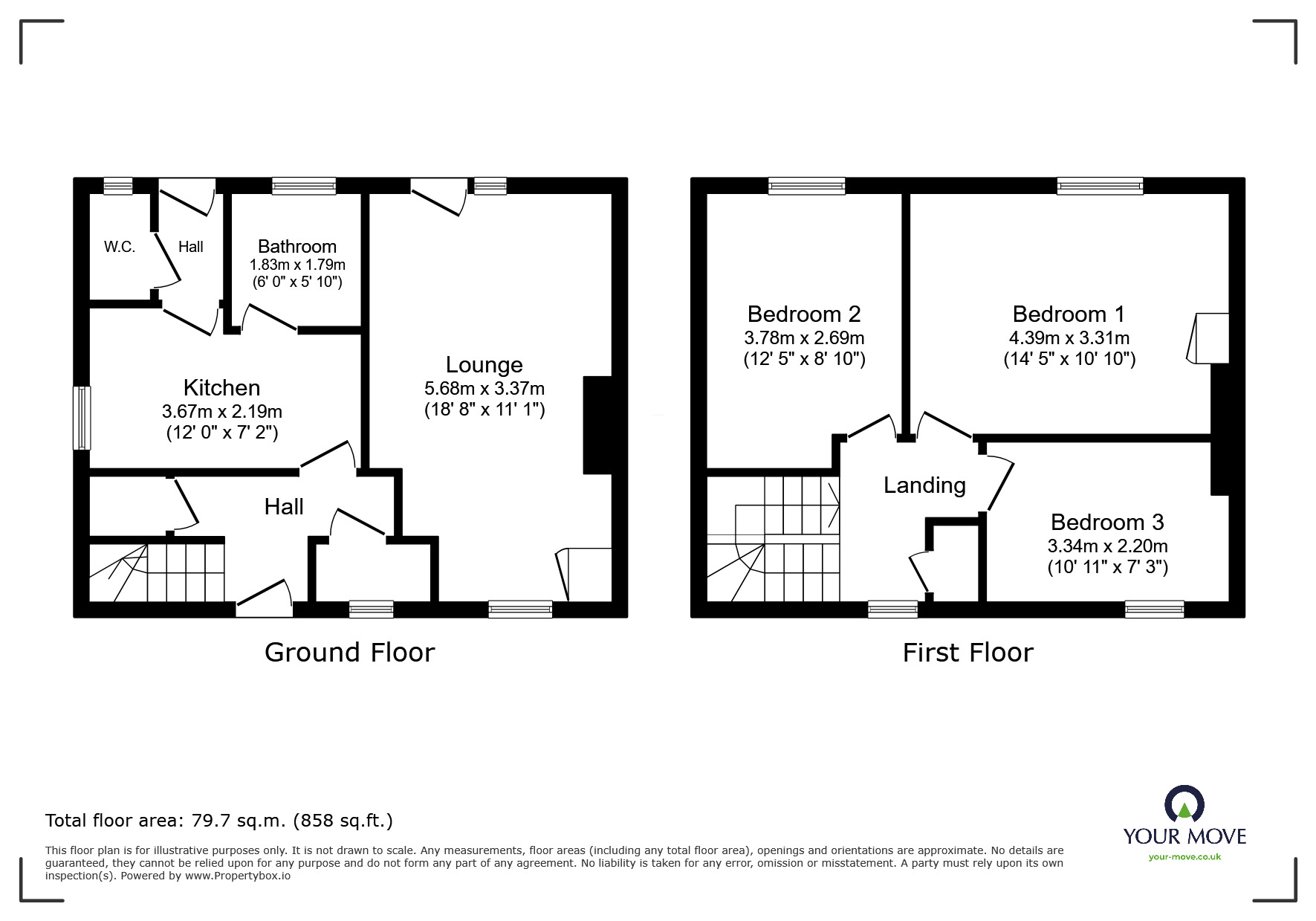 Floorplan of 3 bedroom End Terrace House to rent, Woodfield Road, Doncaster, South Yorkshire, DN4