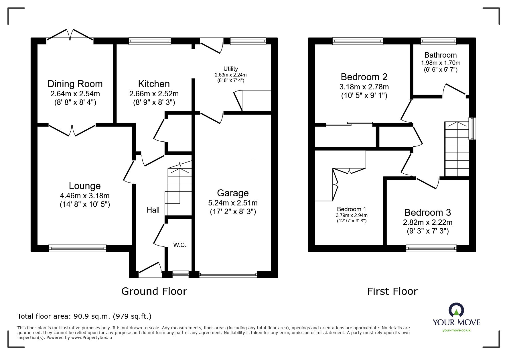Floorplan of 3 bedroom Detached House for sale, Farnborough Drive, Cantley, Doncaster, South Yorkshire, DN4