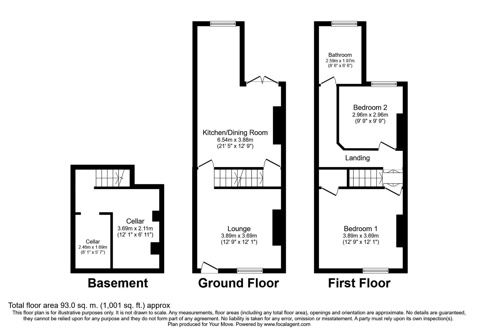 Floorplan of 2 bedroom End Terrace House to rent, Cooper Street, Doncaster, South Yorkshire, DN4