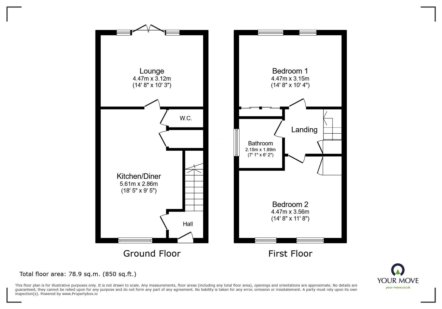 Floorplan of 2 bedroom Semi Detached House for sale, Blossom Crescent, Balby, Doncaster, DN4