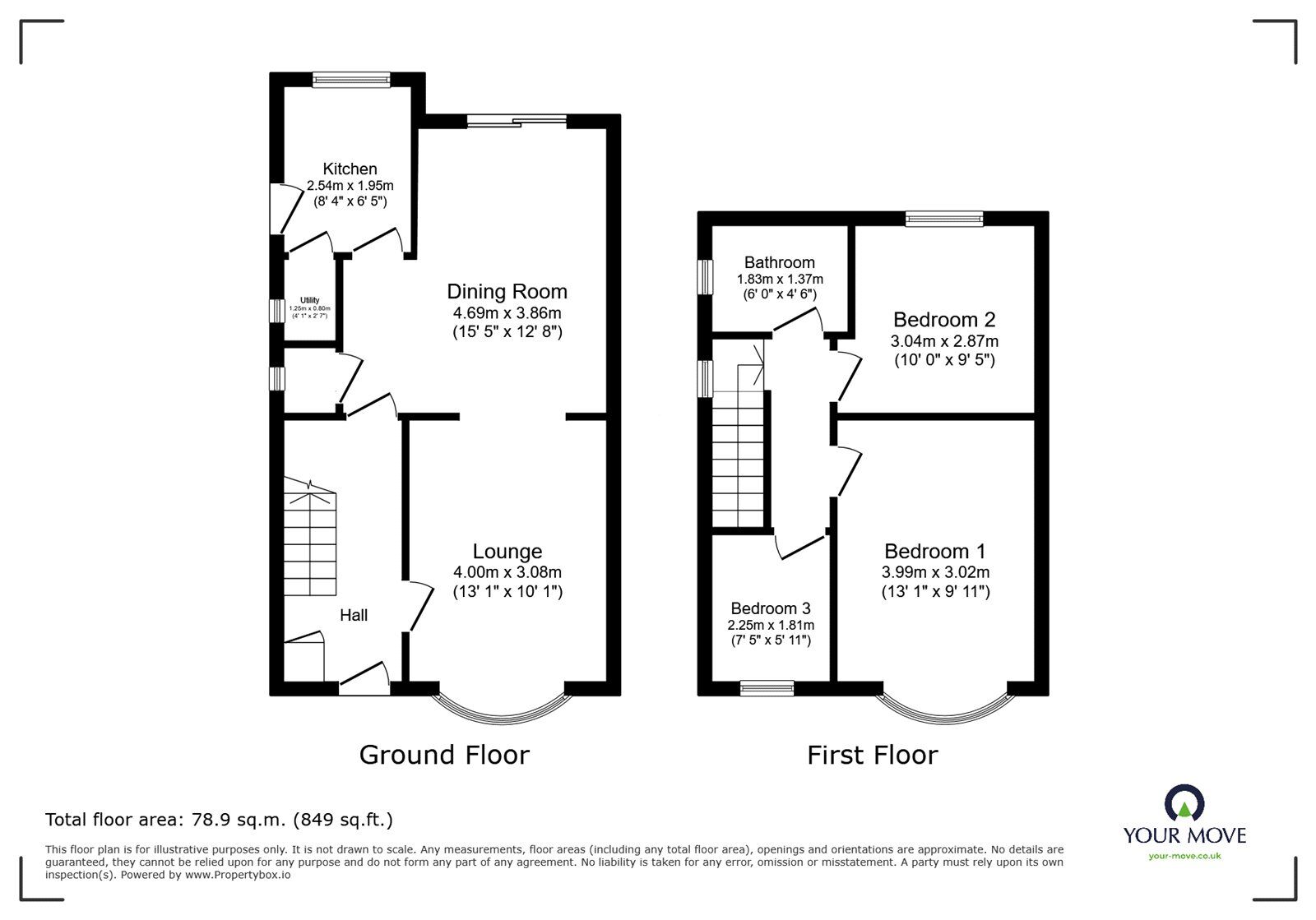 Floorplan of 3 bedroom Semi Detached House for sale, Drake Road, Doncaster, South Yorkshire, DN2