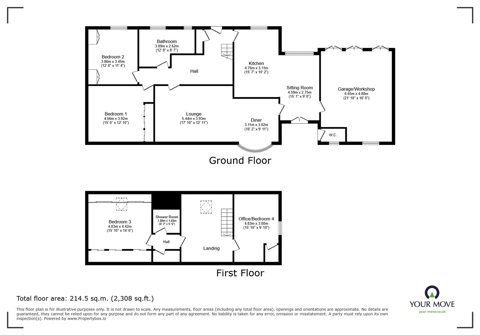 Floorplan of 2 bedroom Detached Bungalow for sale, Bannister Lane, Skelbrooke, South Yorkshire, DN6