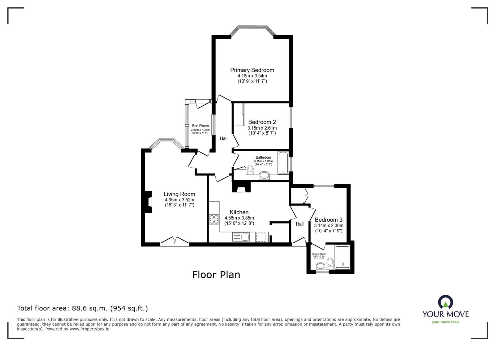 Floorplan of 3 bedroom Detached Bungalow for sale, The Boulevard, Edenthorpe, South Yorkshire, DN3