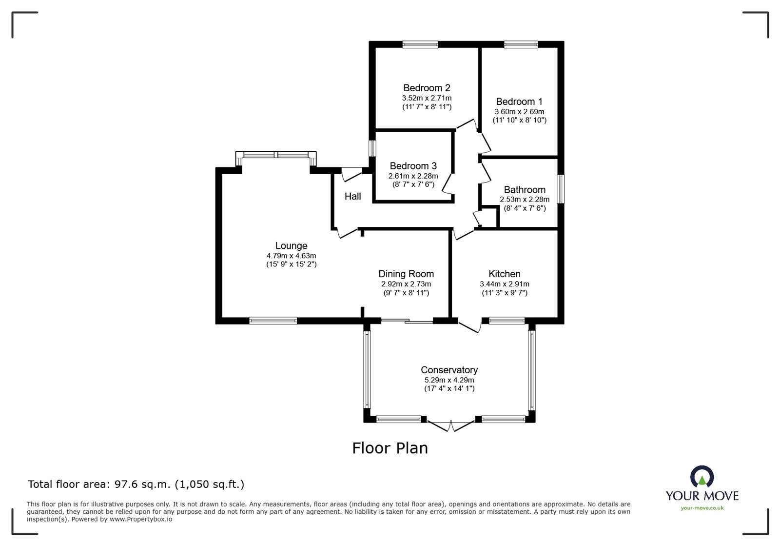 Floorplan of 3 bedroom Detached Bungalow for sale, Valiant Gardens, Sprotbrough, South Yorkshire, DN5