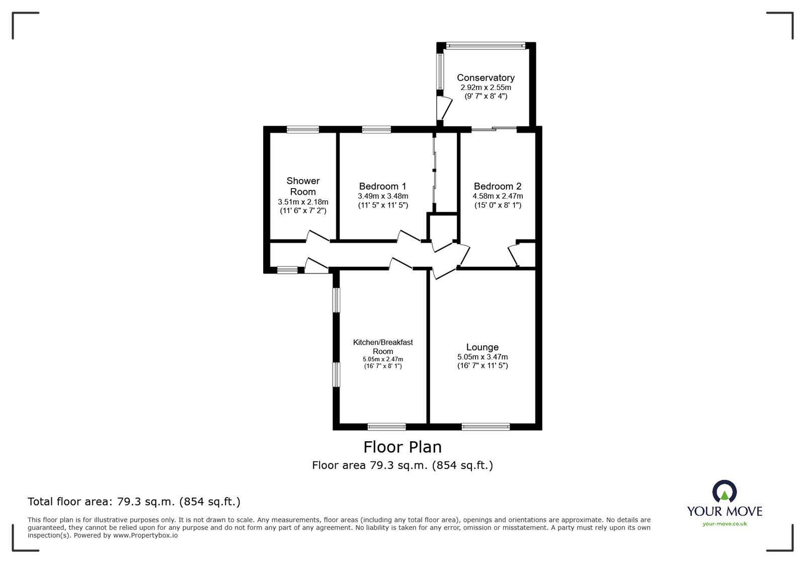 Floorplan of 2 bedroom Semi Detached Bungalow for sale, Coleridge Road, Barnby Dun, South Yorkshire, DN3