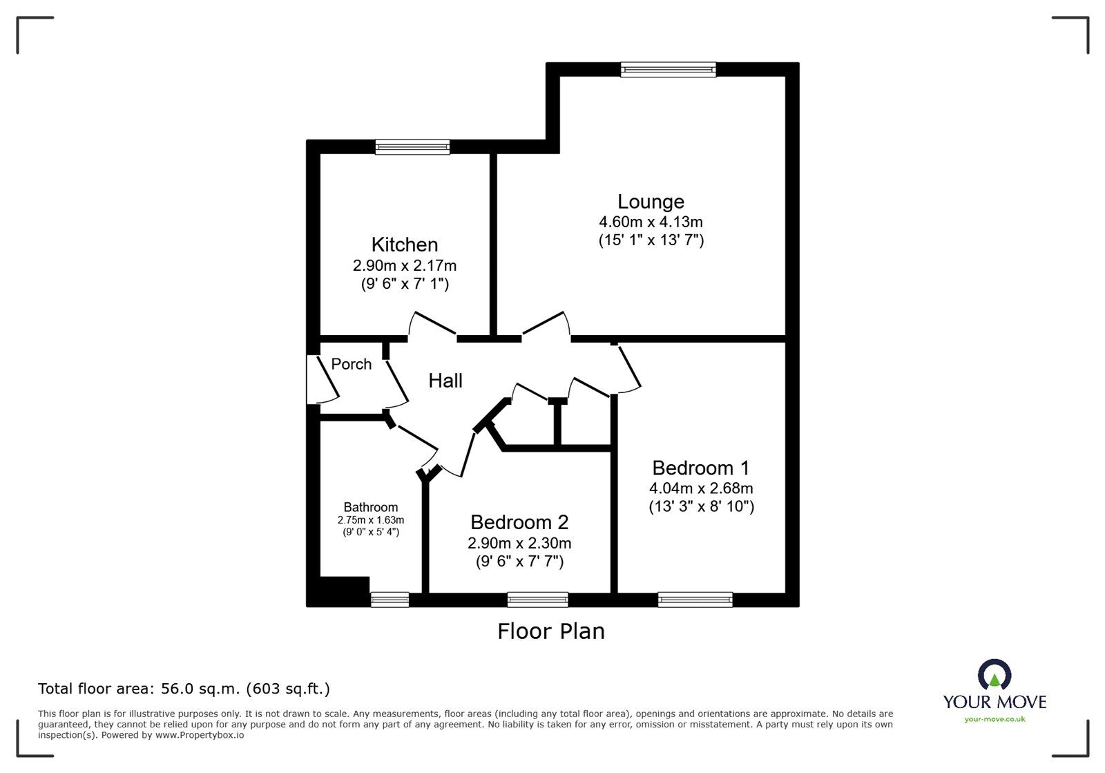 Floorplan of 2 bedroom Flat for sale, Wakelam Drive, Armthorpe, South Yorkshire, DN3