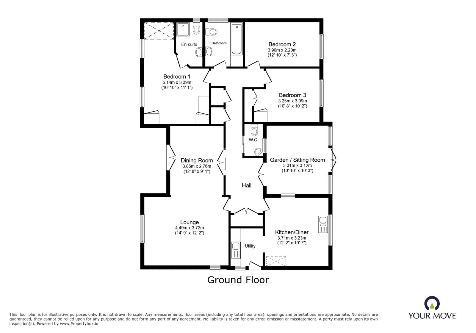 Floorplan of 3 bedroom Detached Bungalow for sale, Spinney Hill, Sprotbrough, South Yorkshire, DN5