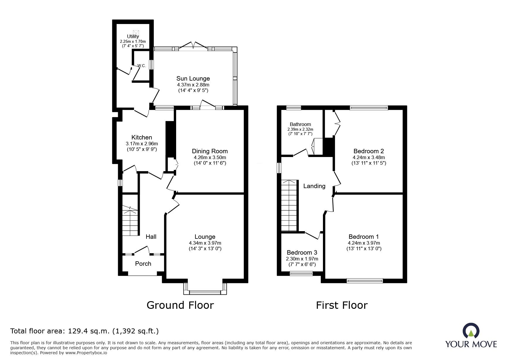 Floorplan of 3 bedroom Semi Detached House for sale, Osborne Road, Town Moor, Doncaster, South Yorkshire, DN2