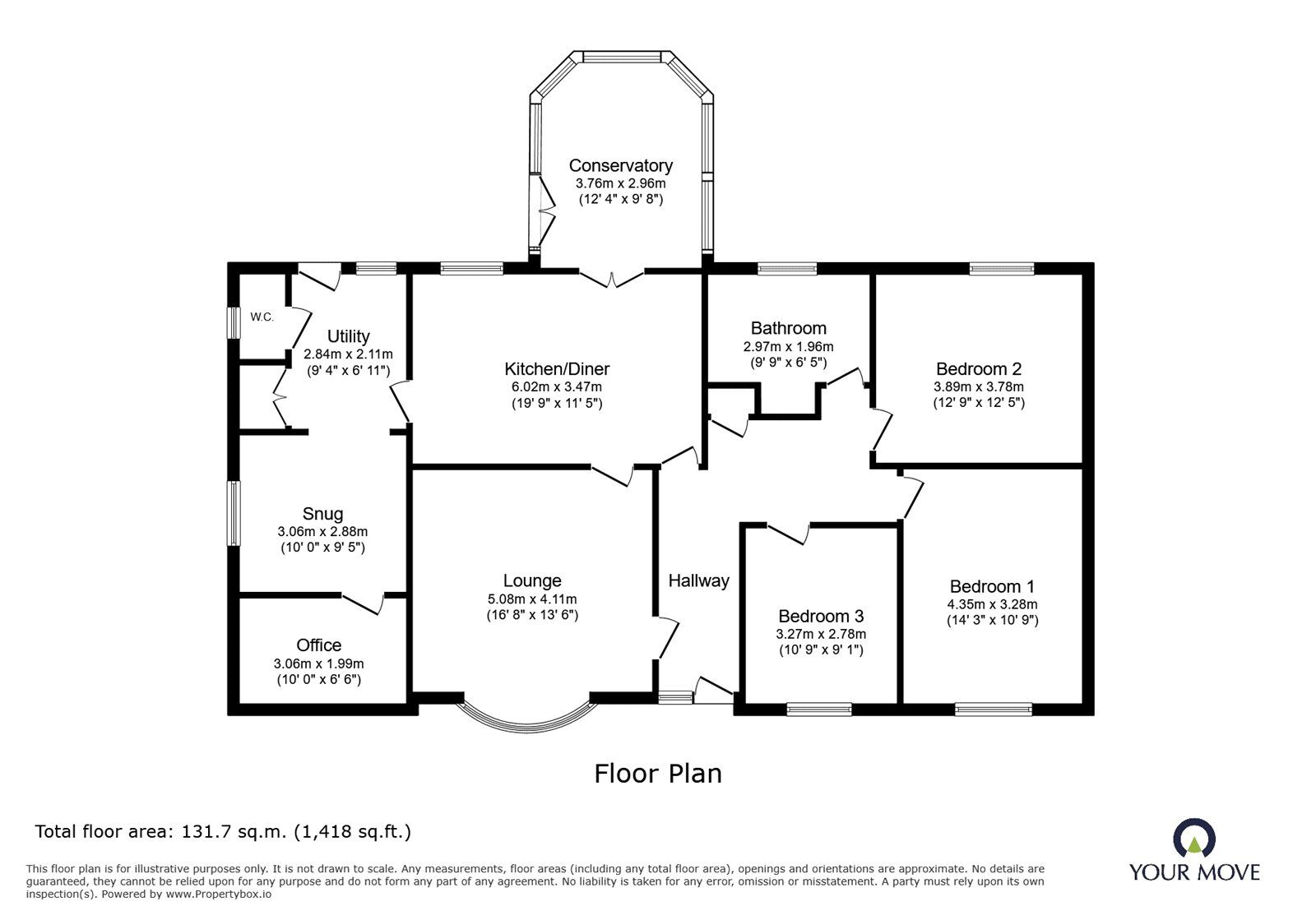 Floorplan of 3 bedroom Detached Bungalow for sale, Church Lane, Marr, South Yorkshire, DN5