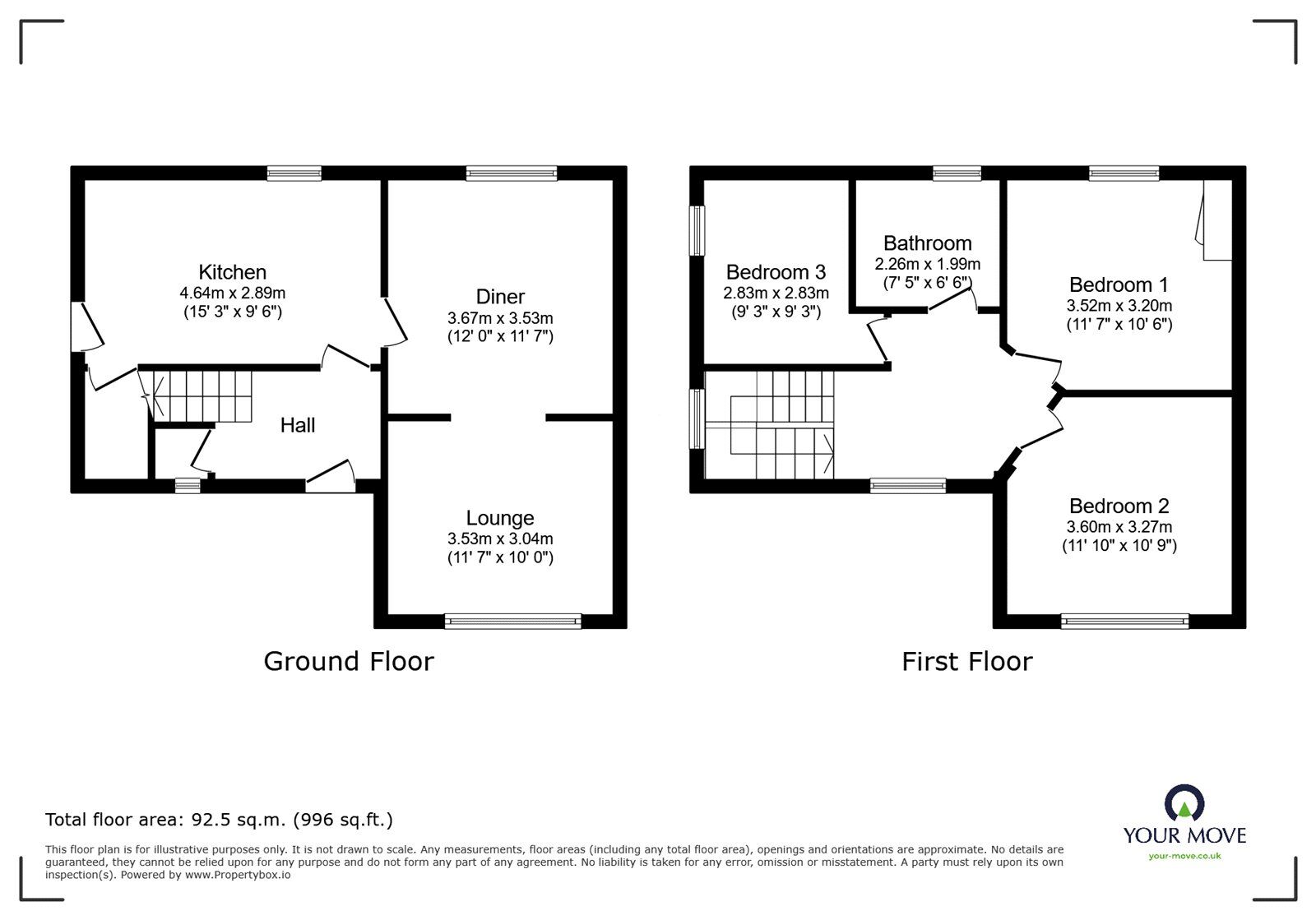 Floorplan of 3 bedroom Semi Detached House for sale, Victoria Road, Edlington, South Yorkshire, DN12