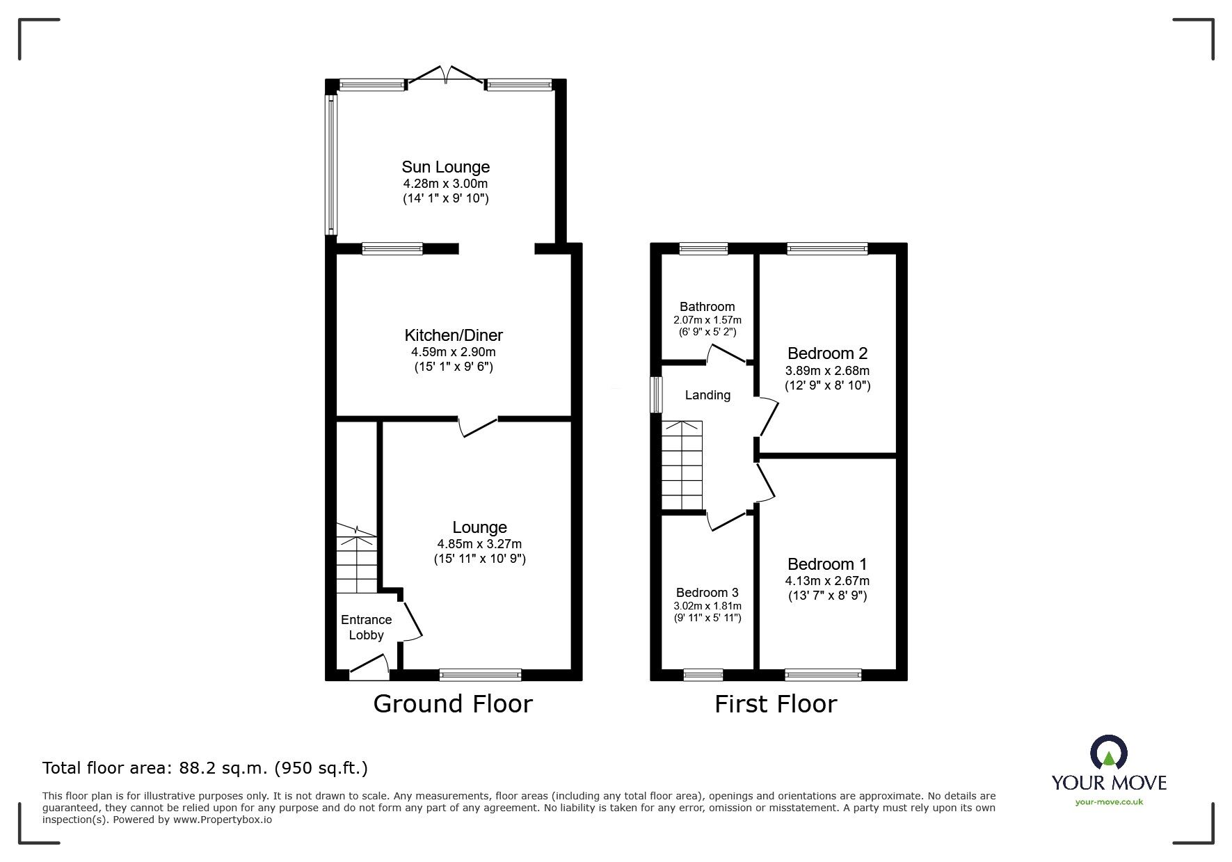 Floorplan of 3 bedroom Semi Detached House for sale, Station Road, Rossington, South Yorkshire, DN11