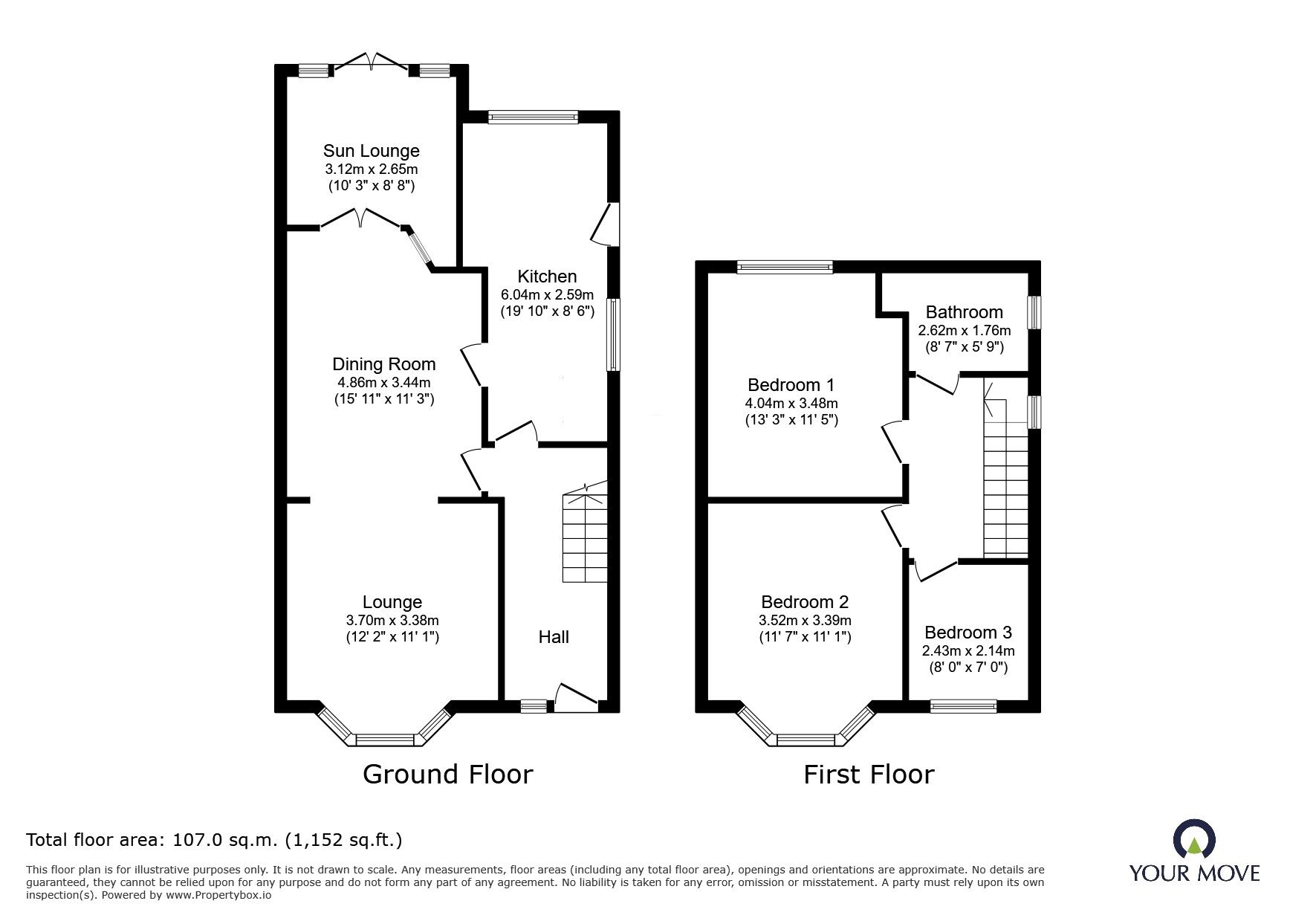 Floorplan of 3 bedroom Semi Detached House for sale, Thorne Road, Wheatley Hills, Doncaster, South Yorkshire, DN2