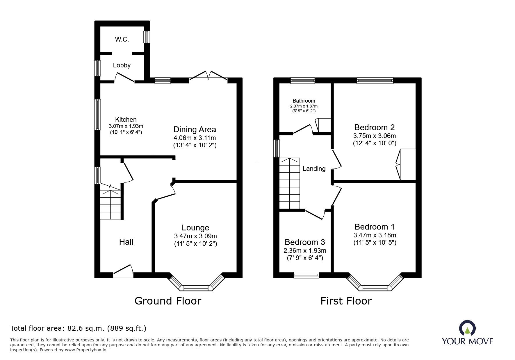 Floorplan of 3 bedroom Semi Detached House for sale, Oakhill Road, Wheatley Hills, Doncaster, South Yorkshire, DN2
