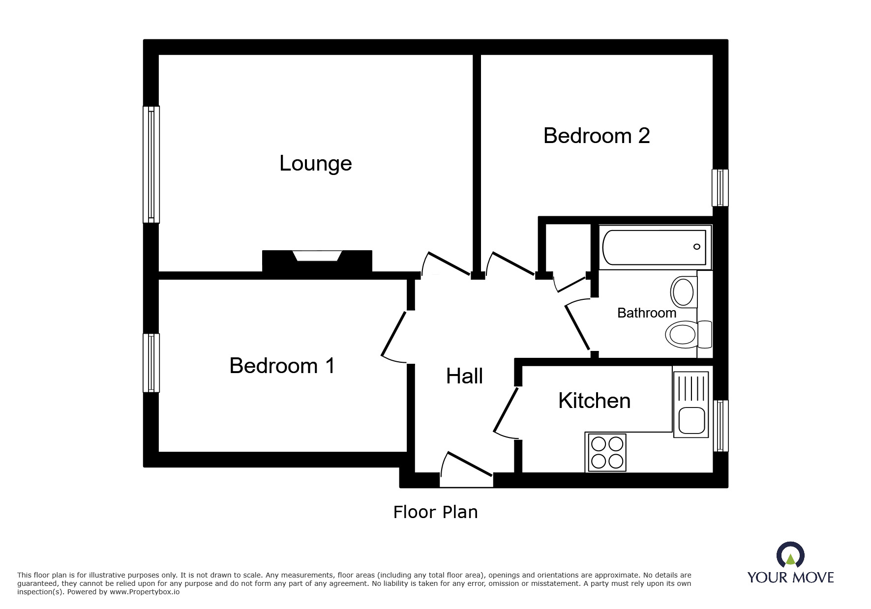 Floorplan of 2 bedroom Flat to rent, Hirst Gate, Mexborough, South Yorkshire, S64