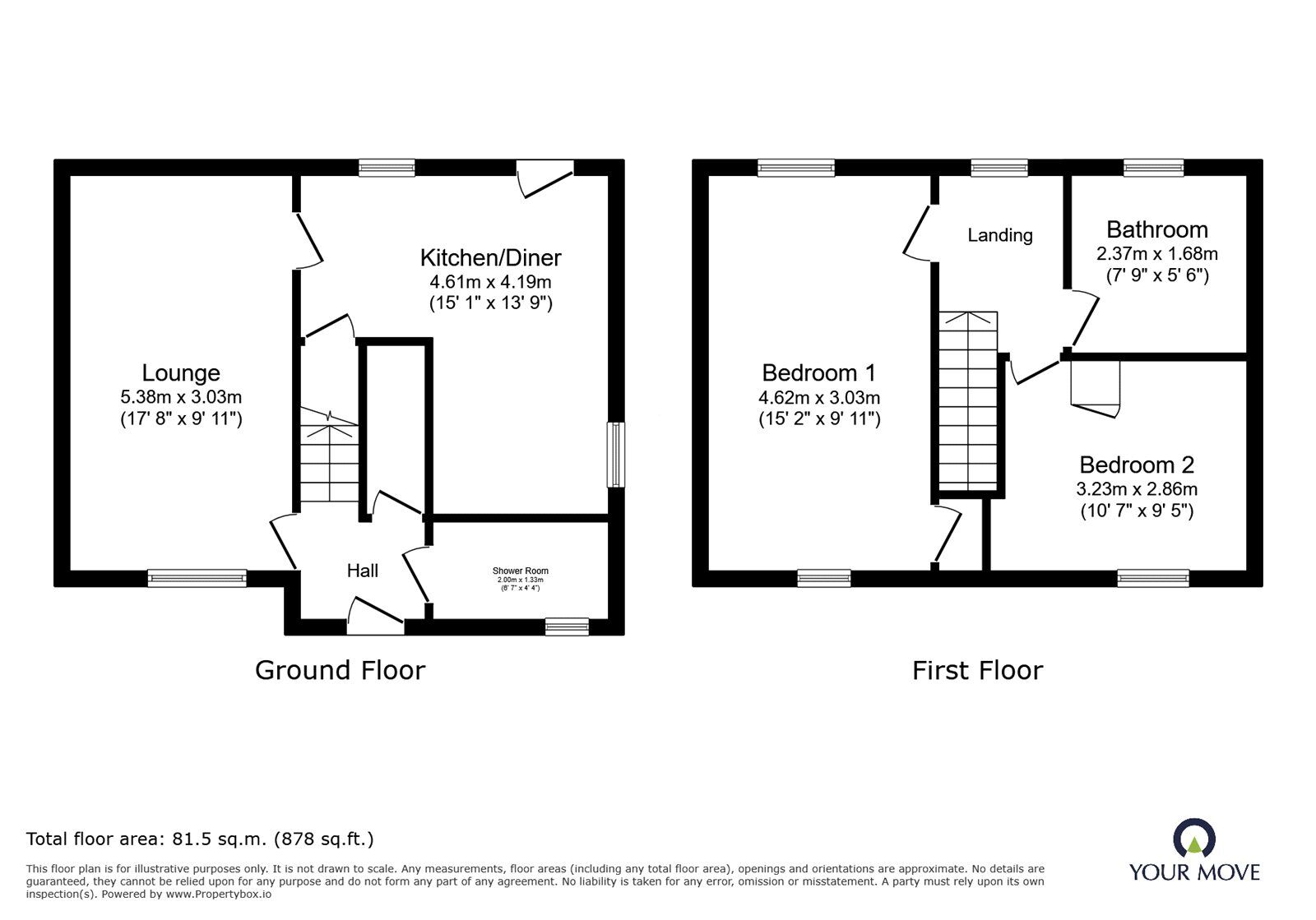 Floorplan of 2 bedroom End Terrace House for sale, Holly Road, Auckley, South Yorkshire, DN9