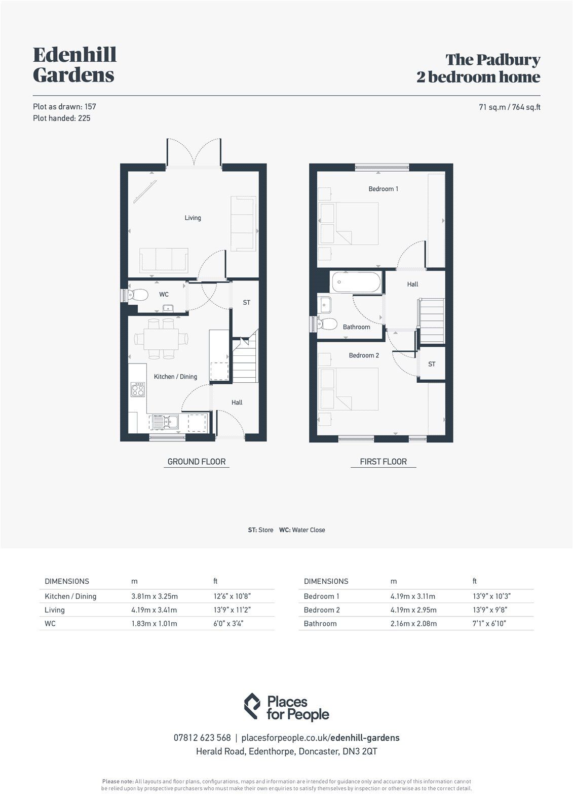 Floorplan of 2 bedroom Mid Terrace House for sale, Dipper Close, Edenthorpe, Doncaster, DN3