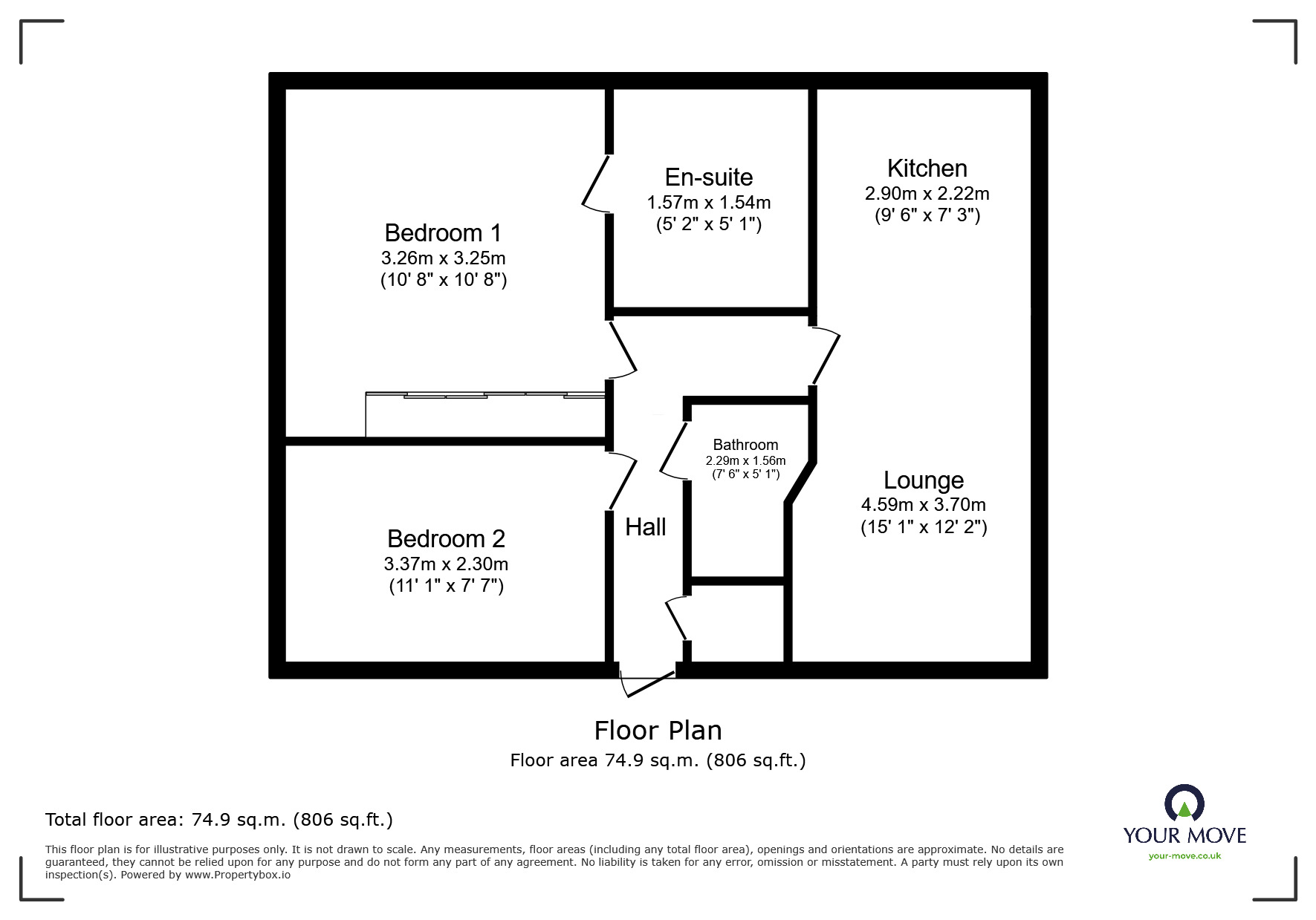 Floorplan of 2 bedroom Flat to rent, Carolgate Court, Retford, Nottinghamshire, DN22