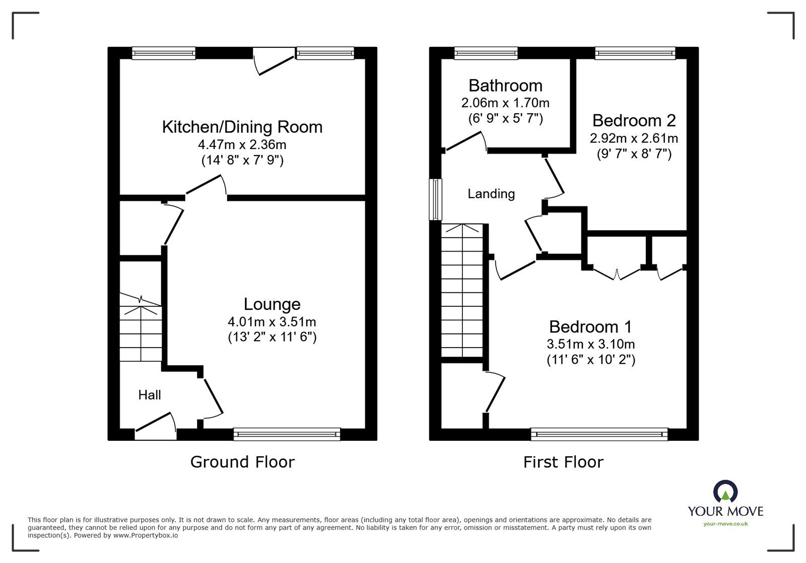 Floorplan of 2 bedroom Semi Detached House for sale, Locking Drive, Armthorpe, South Yorkshire, DN3