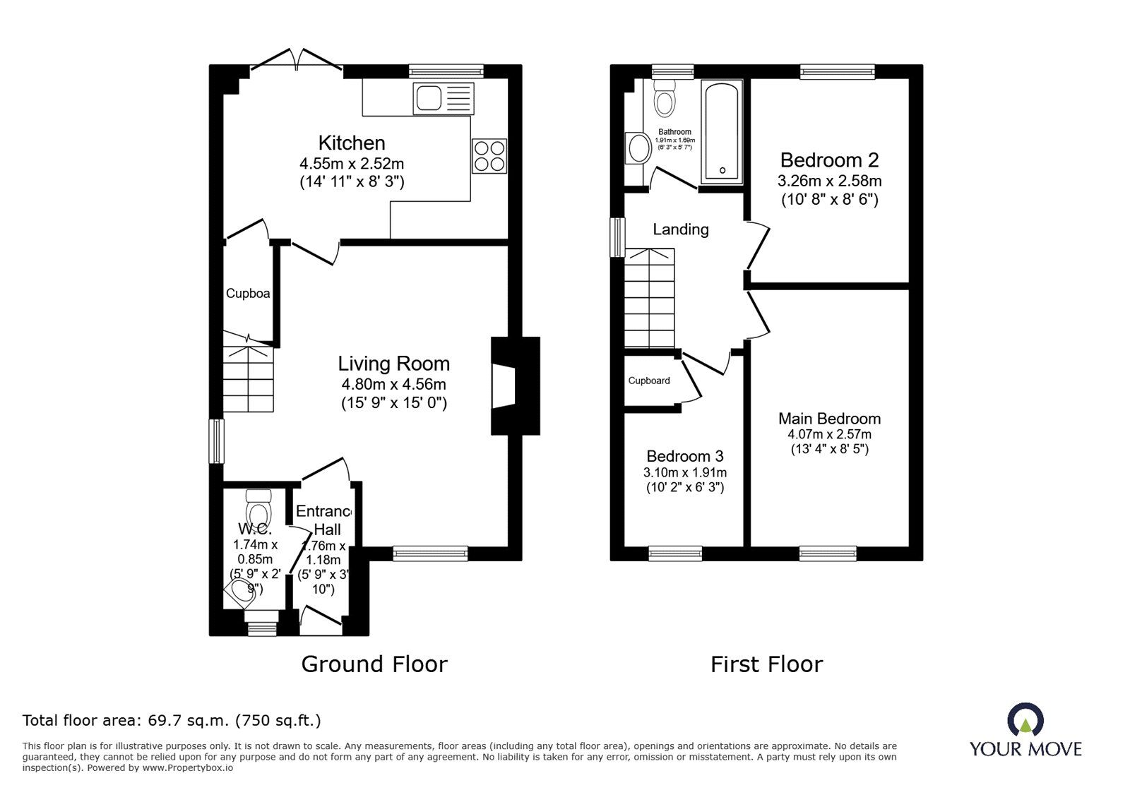 Floorplan of 3 bedroom End Terrace House for sale, Sargeson Road, Armthorpe, South Yorkshire, DN3