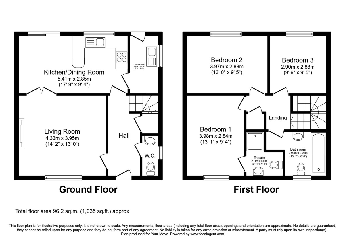 Floorplan of 3 bedroom Detached House to rent, Goodwood Close, Sadberge, County Durham, DL2