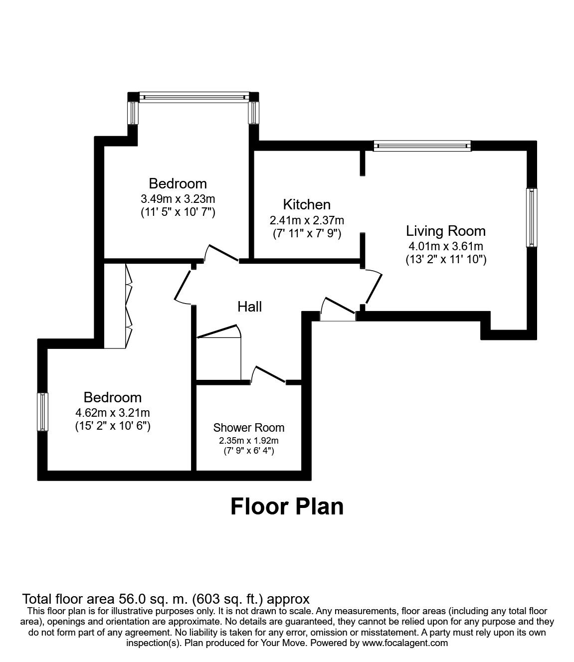 Floorplan of 2 bedroom  Flat to rent, Trinity Road, Darlington, County Durham, DL3