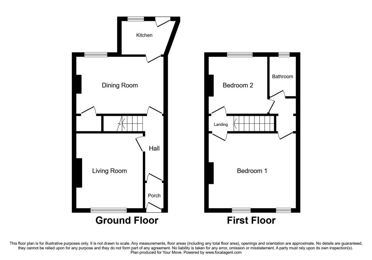 Floorplan of 2 bedroom Mid Terrace House to rent, Borough Road, Darlington, County Durham, DL1