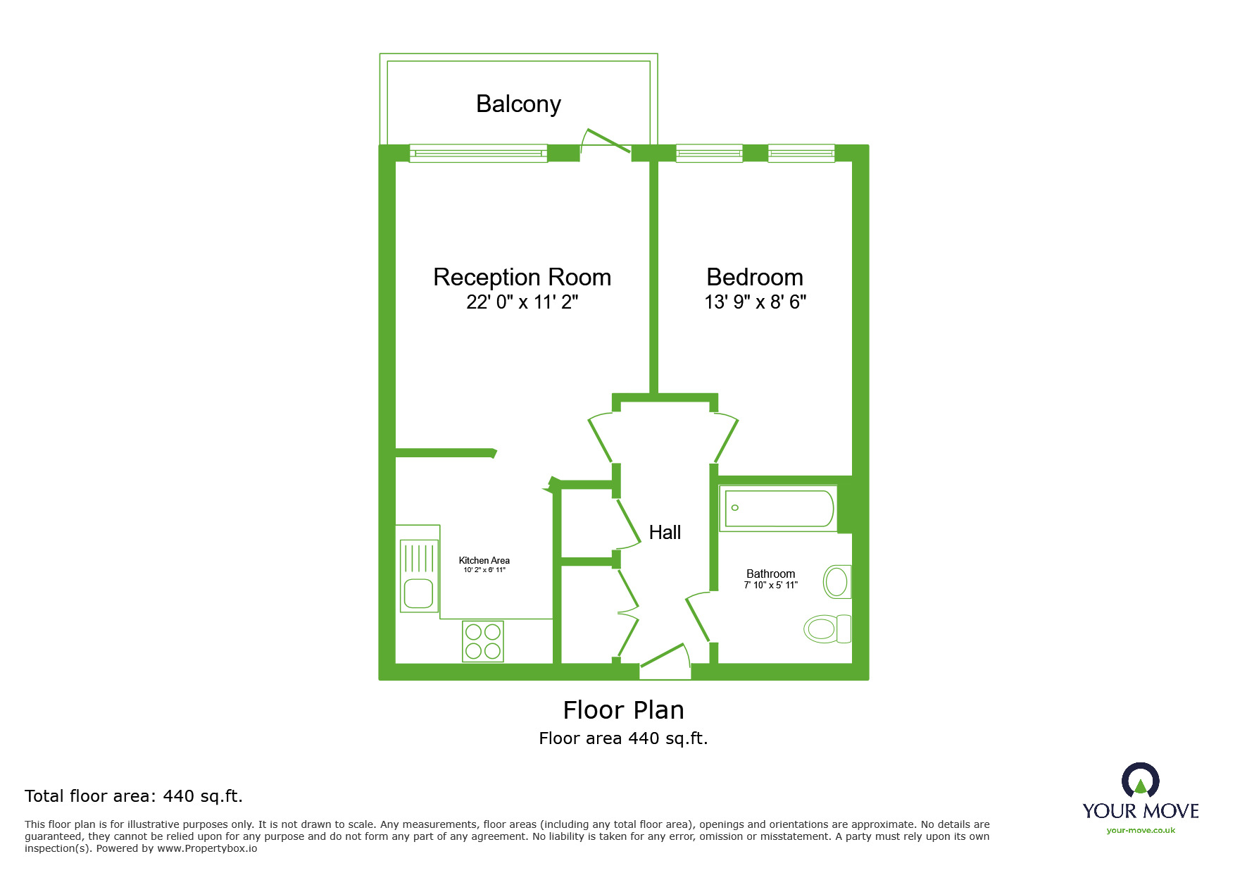 Floorplan of 1 bedroom  Flat to rent, Clovelly Place, Greenhithe, Kent, DA9