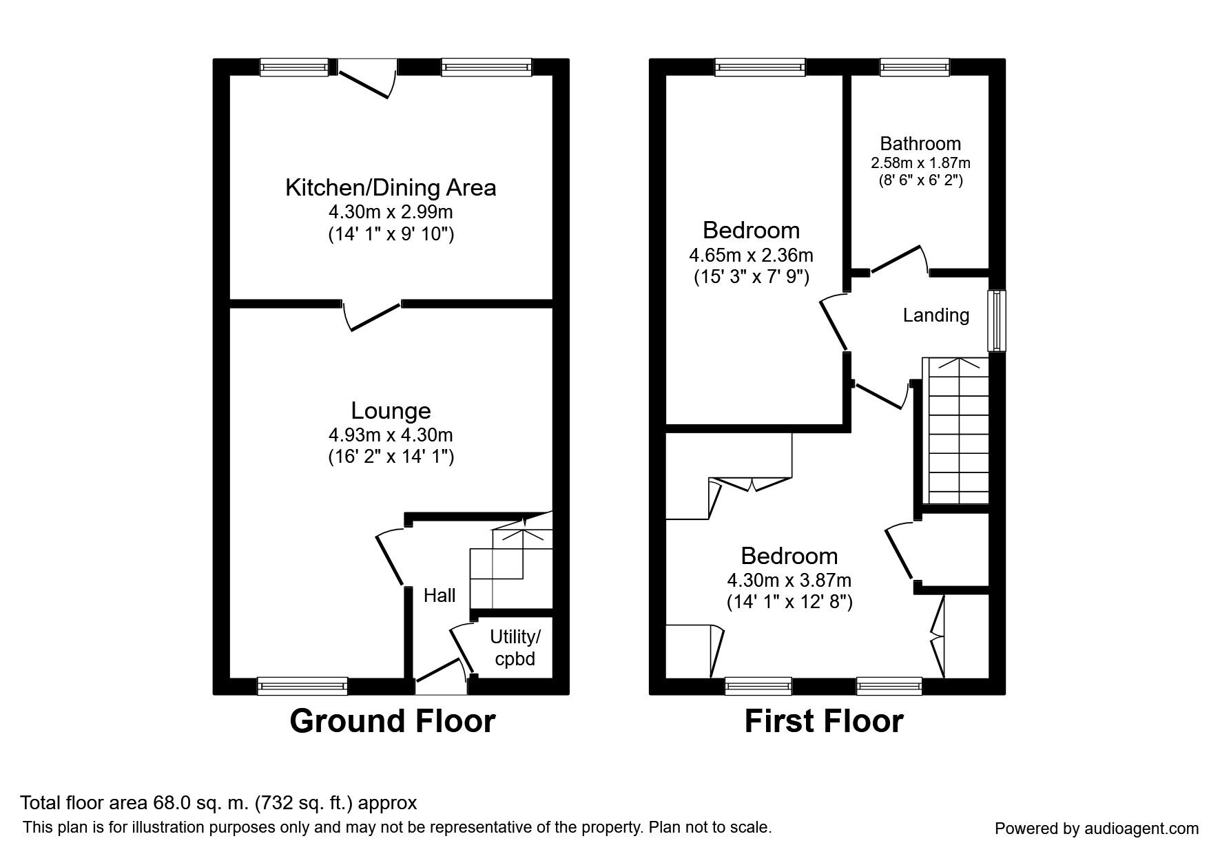Floorplan of 2 bedroom Semi Detached House to rent, Daffodil Close, Dudley, West Midlands, DY3