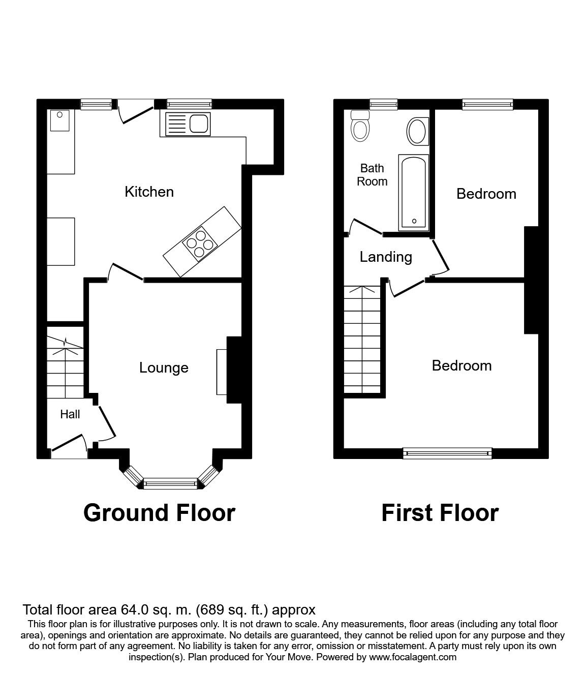Floorplan of 2 bedroom Mid Terrace House to rent, Queen Street, Pensnett, West Midlands, DY5