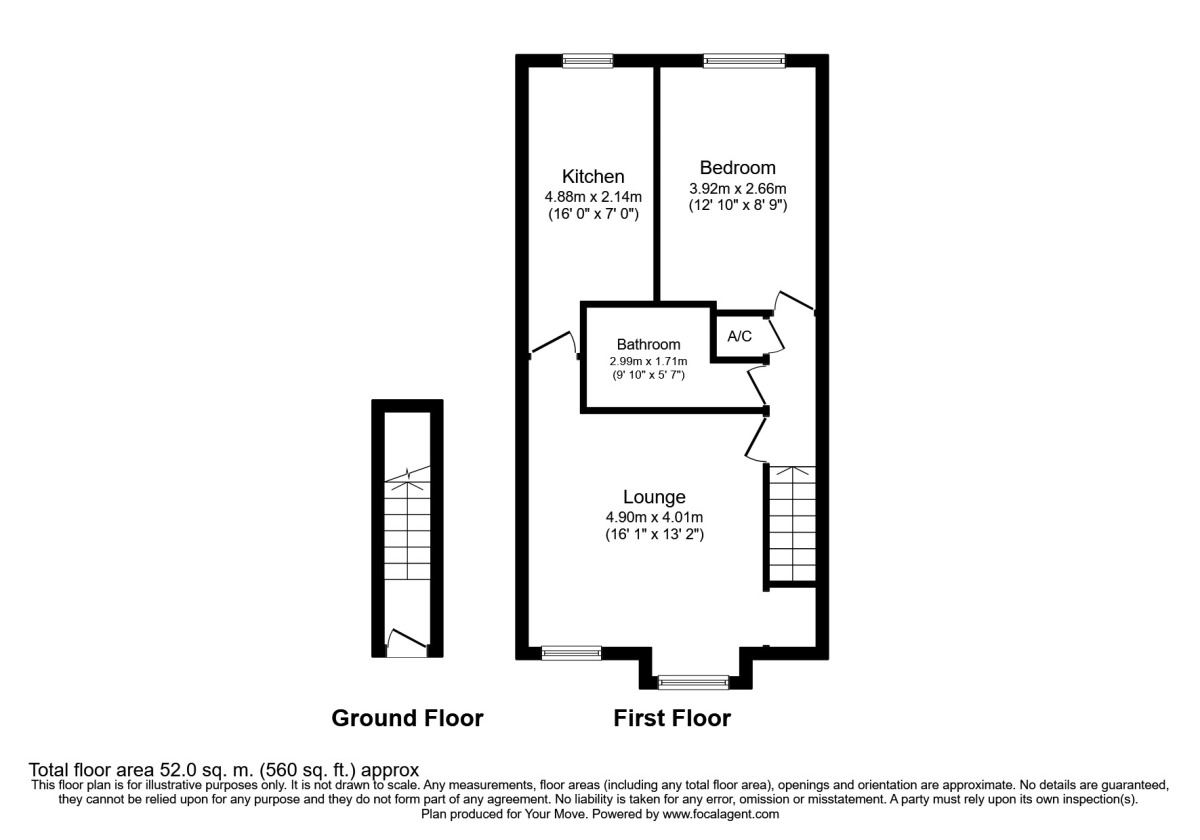Floorplan of 1 bedroom Flat to rent, Upper Church Lane, Tipton, West Midlands, DY4