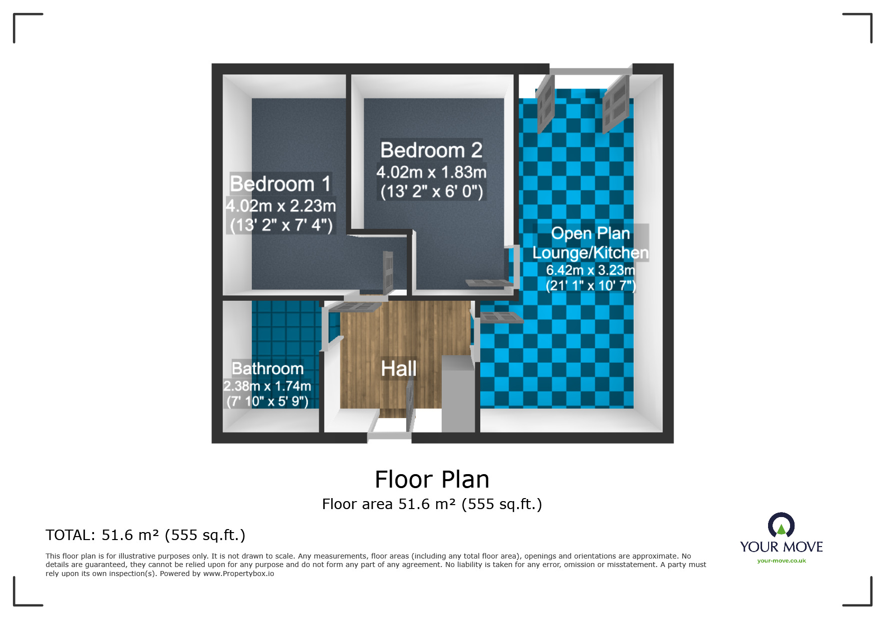 Floorplan of 2 bedroom  Flat for sale, Southgate Way, Dudley, West Midlands, DY1