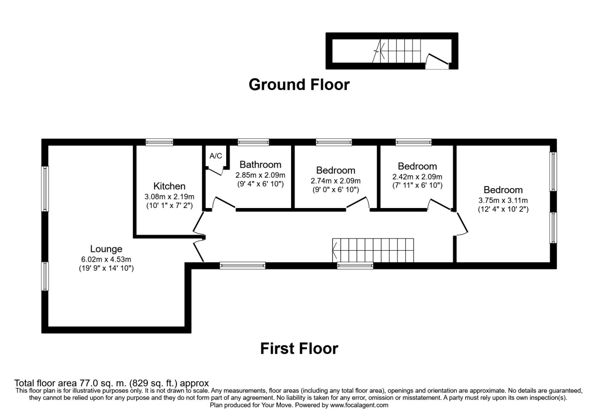 Floorplan of 3 bedroom Flat to rent, High Street, Cradley Heath, West Midlands, B64