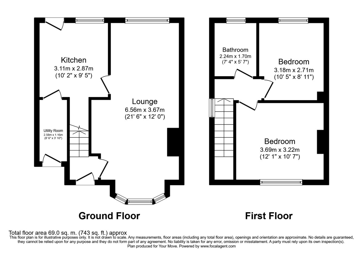 Floorplan of 2 bedroom Semi Detached House to rent, Vicarage Road, West Bromwich, West Midlands, B71