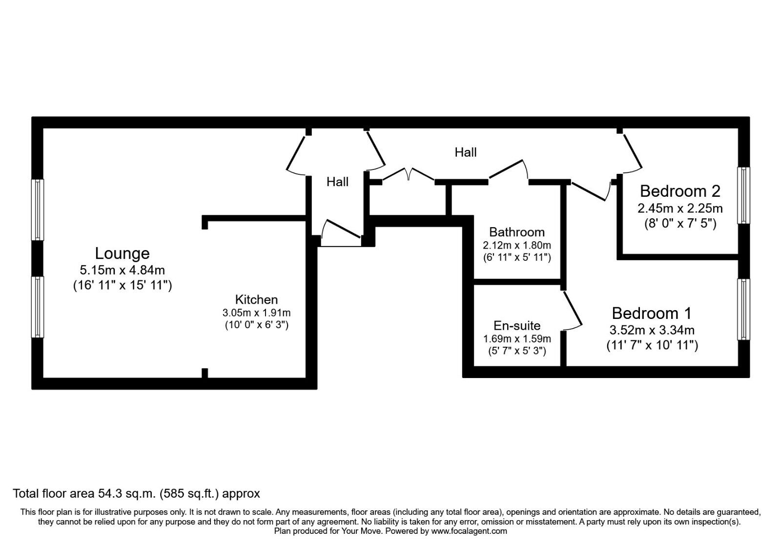 Floorplan of 2 bedroom Flat to rent, Thorns Road, Brierley Hill, West Midlands, DY5