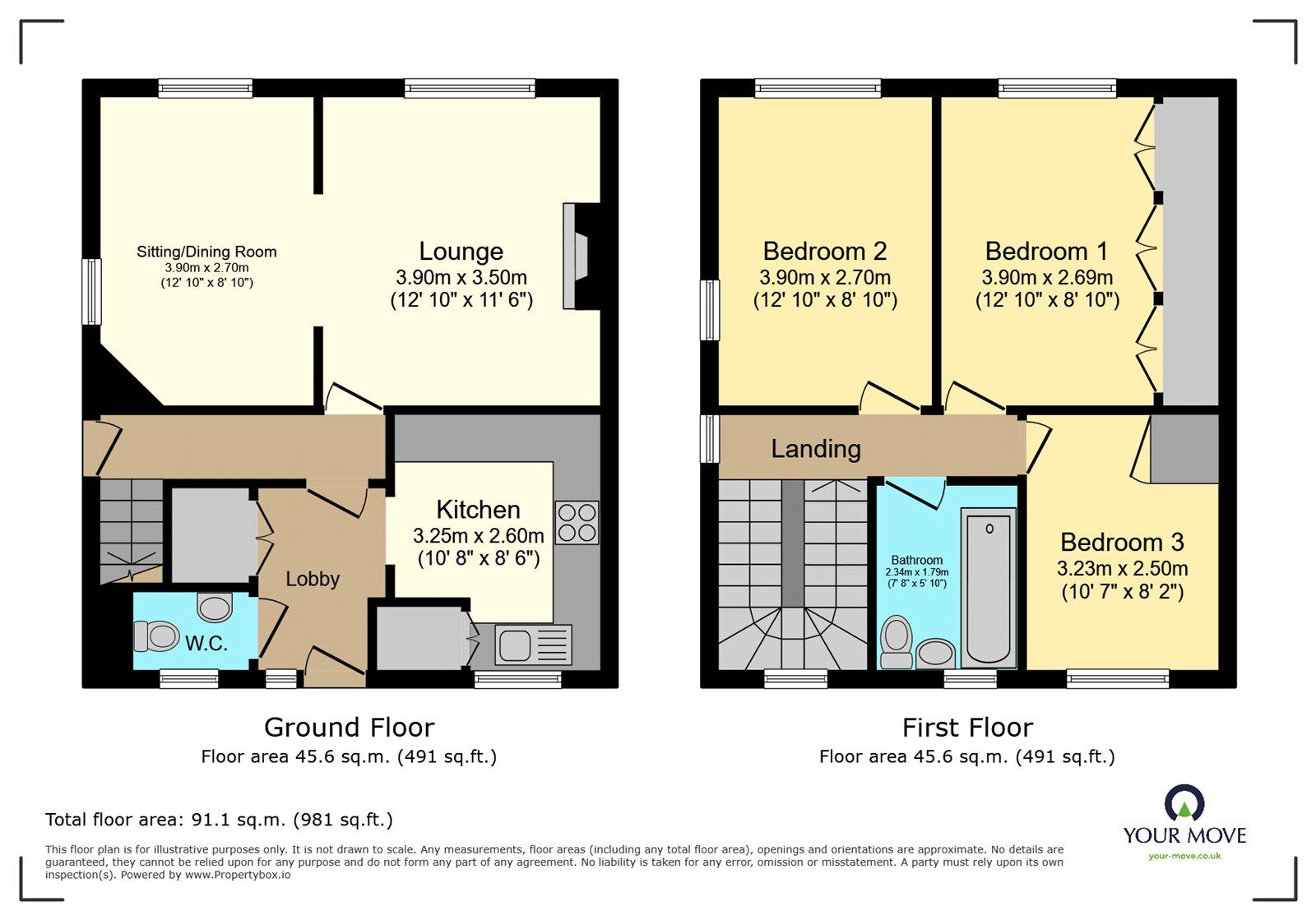 Floorplan of 3 bedroom Semi Detached House to rent, Stream Park, Kingswinford, West Midlands, DY6